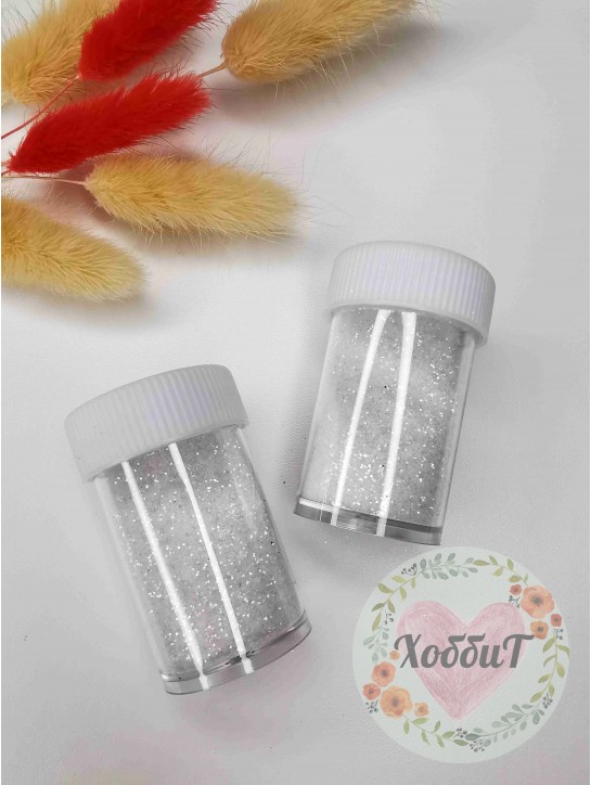 Глиттер/кварц в баночке, 16гр. (белый)